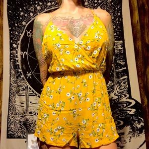 Kendal and Kylie yellow floral string romper